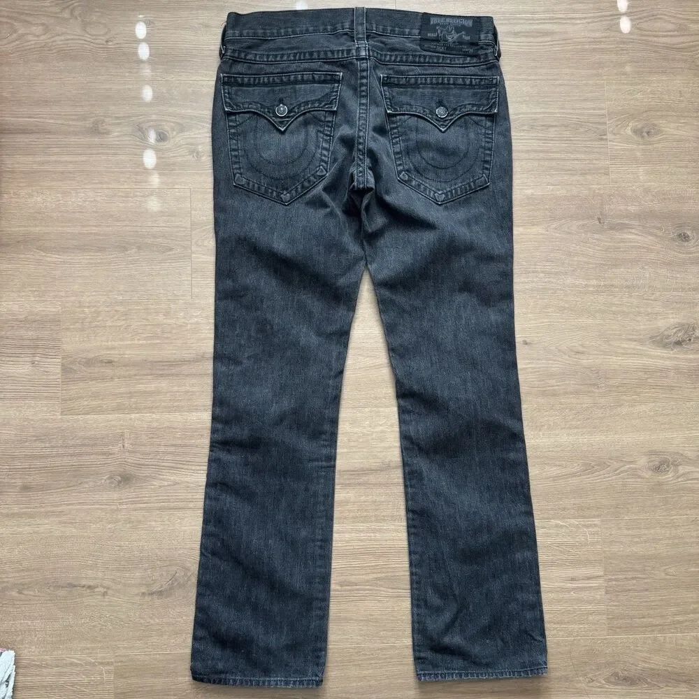VTG True Religion Ricky Jeans Mens 38x34 Dark Gray Straight Leg Made in USA